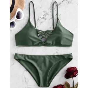 cute BRAND NEW army green ZAFUL bikini